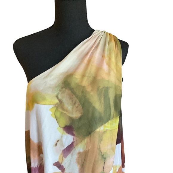 Maggy London One-Shoulder Floral Chiffon Dress NWT Size 16 - Picture 2 of 8